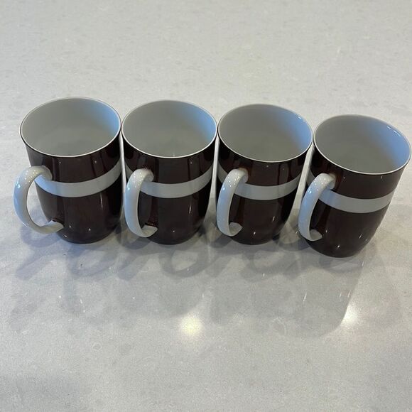 Fitz and Floyd 4 coffee tea cups, brown white very nice. - Picture 1 of 6
